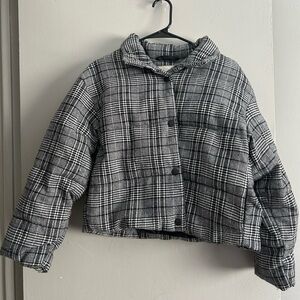 a new day Black & Gray Plaid Puffer Jacket